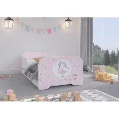 Kinderbed – Peuterbed – Juniorbed – Kinderbedframe – Bedje – Veilig Met Uitvalbeveiliging – Inclusief Hoogwaardig Schuimmatras 140x70 cm