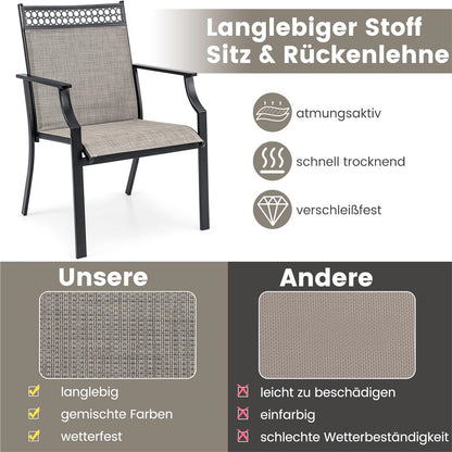 Tuinstoelen – Tuinstoelen – Balkonstoelen – Tuinmeubilair – Buitenzitmeubels – 2-Delige Set Koffiekleur – Sneldrogende Stof – Stevig Metalen Frame Tot 150 kg