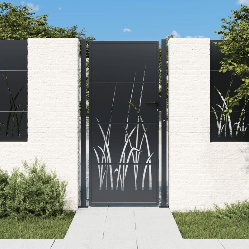 Tuinpoort – Toegangspoort – Sierpoort – Hek – Poortpaneel – Antraciet Staal – Grass Design – Weerbestendig – 105x205 cm