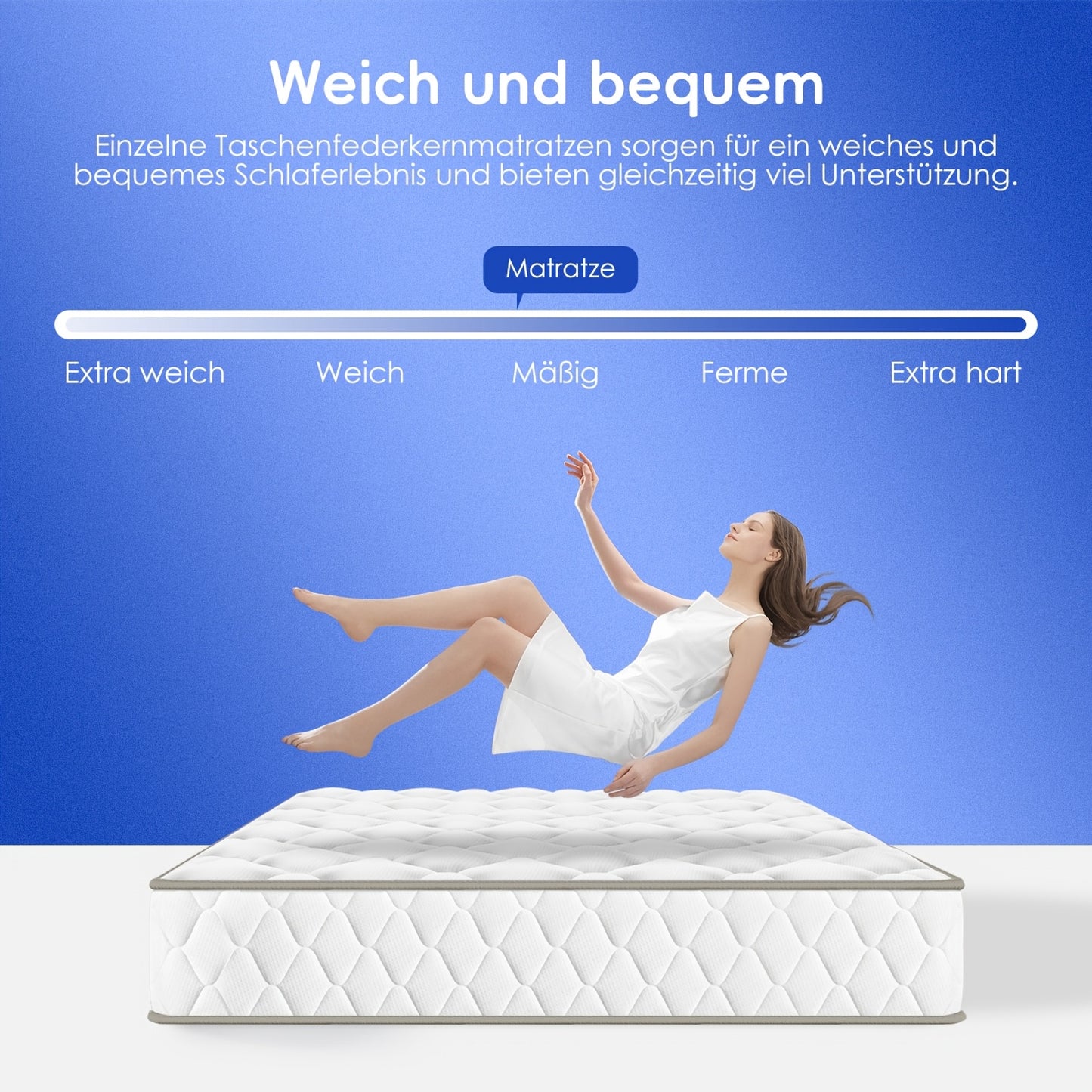 Matras – Pocketveermatras – Binnenveringmatras – Ergonomisch Matras – 7-Zones Matras – 90x200 cm / 140x200 cm – 22 cm Hoog – Stevig H3 Ligcomfort