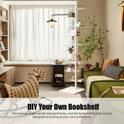 Boekenkast – Boekenrek – Vakkenkast – Stellingkast – Opbergkast – 9 Planken – Draaibaar Metalen Frame – Smal Hoog Verticale Opberger
