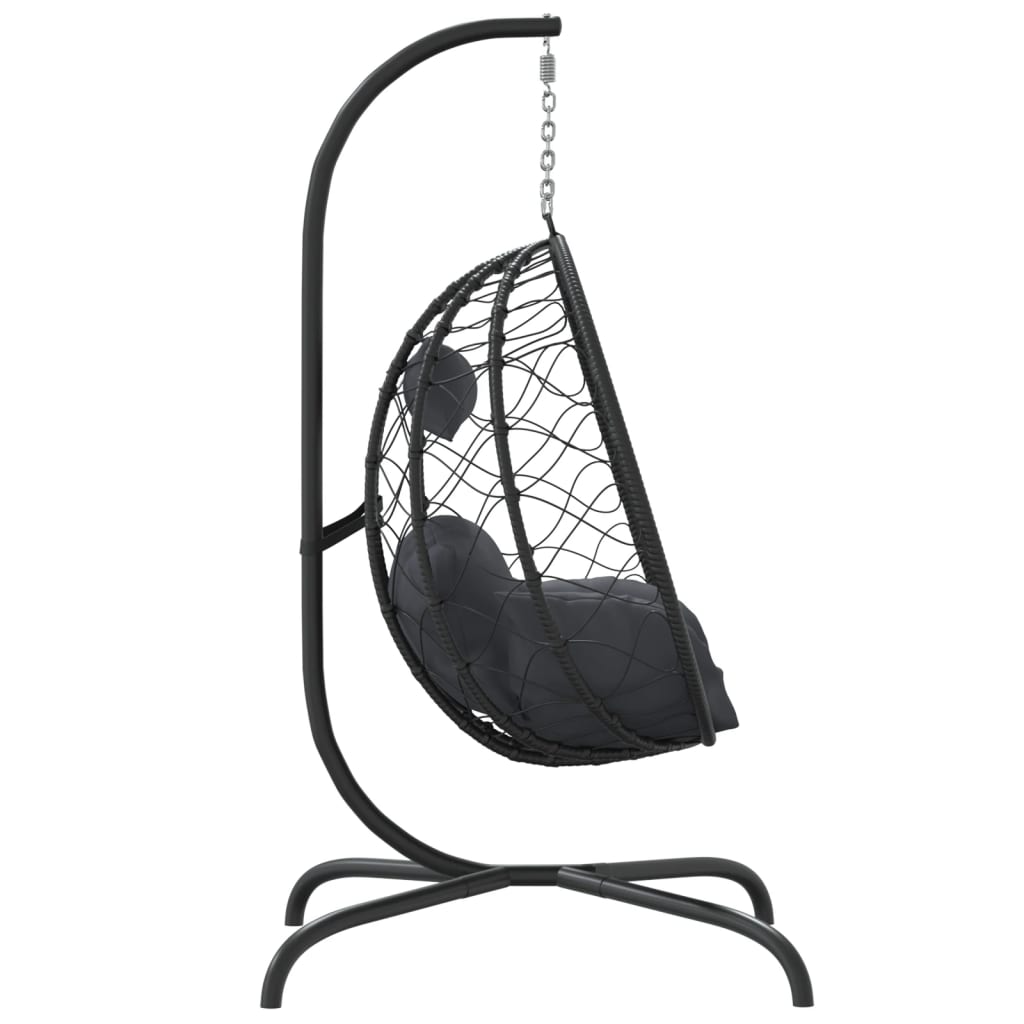 Hangstoel – Hangstoel met Standaard – Schommelstoel – Hangmand – Tuinstoel – PE-Rattan Weerbestendig – Stalen Frame Poedergecoat – Taupe