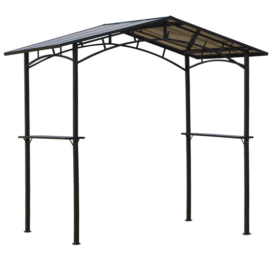 Barbecue Paviljoen – Tuinpaviljoen – BBQ Overkapping – Barbecue Schuilhut – Buitenverblijf – Aluminium en Metaal – Dubbel Polycarbonaat Dak – 2,5x1,5 Meter – Zwart