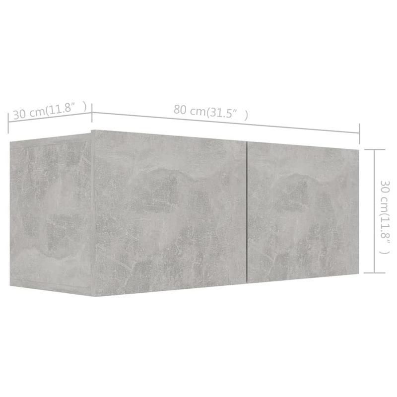 3pcs Modern Concrete Gray TV Stand with Storage Cabinet - Heavy-Duty Hardwood Construction, Freestanding Floor Cabinet with Open & Closed Shelving, Space-Saving Design for Living Room, Bedroom, Home Office - Sturdy Media Cons
