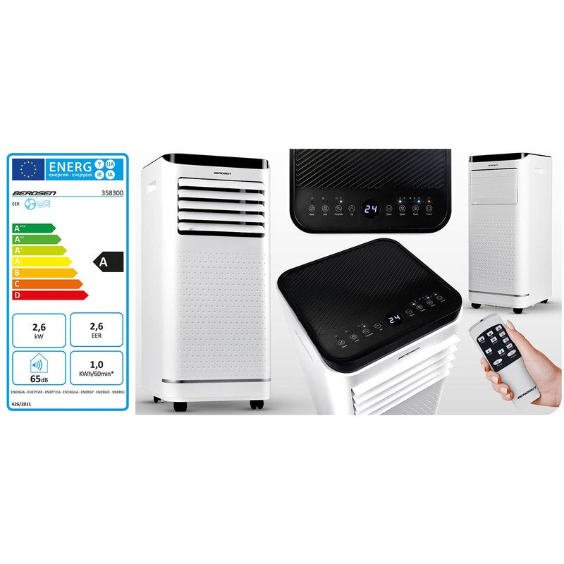 Airconditioner – Mobiele Airco – Airconditioner Compact – Binnen Airco – Mobiele Koeler – 9000 BTU Koelvermogen – Ontvochtigingsfunctie 24L/24u