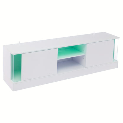 White High-Gloss Metal TV Stand for 70-Inch TVs - Floor Standing with Shelves, Modern Minimalist Design for Living Room, Durable & Stylish Storage Solution, Tv Table for Living Room, Contemporary Furniture, Sleek Finish