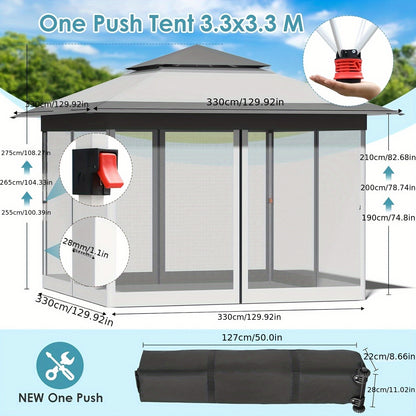 Partytent – Paviljoen – Feesttent – Tuintent – Vouwtent – 3x3 Meter – 4 Muskietennetten – UPF 50+ Zonbescherming