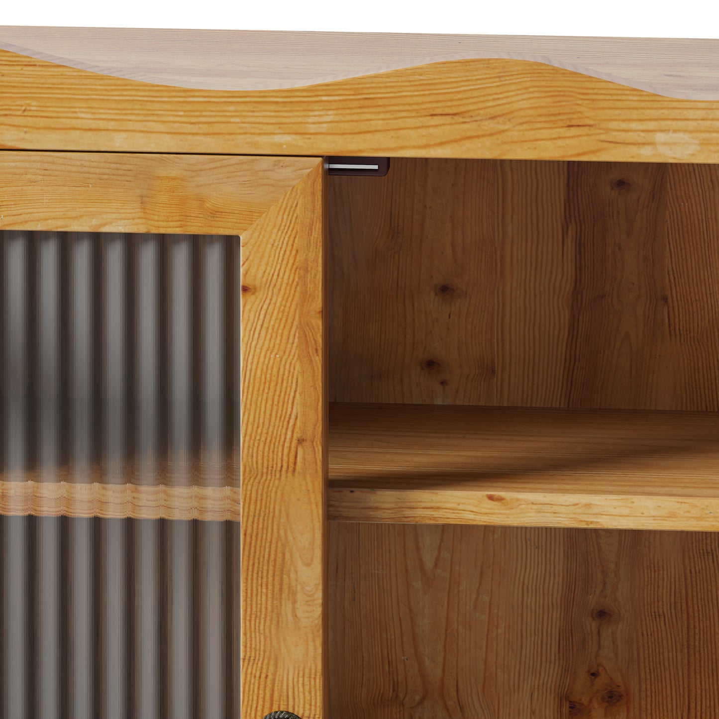Wandkastje – Opbergkast – Muurkast – Houten Kast – Badkamerkast – 100 cm Breed – Massief Hout Met Glas – 4 Deuren – 2 Verstelbare Planken – Open Haakrek