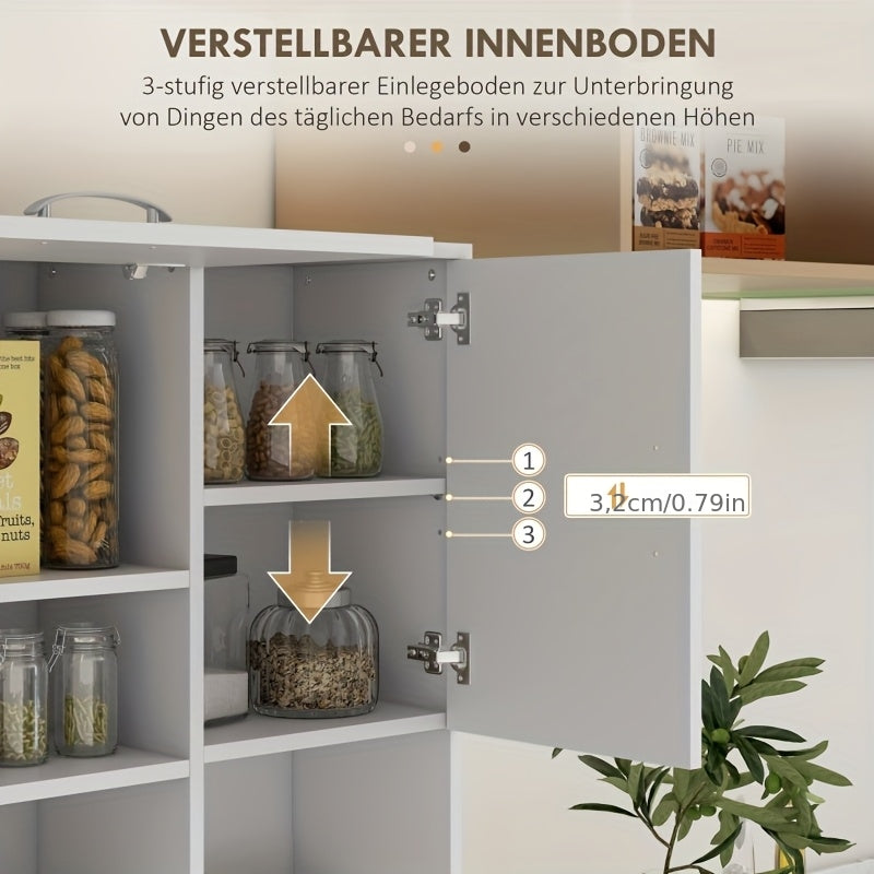 Keukenkastje – Dressoir – Opbergkast – Ladekast – Keukenkast – Wit – 89x39,5x168 cm – 3 Lades & 3 Open Schappen