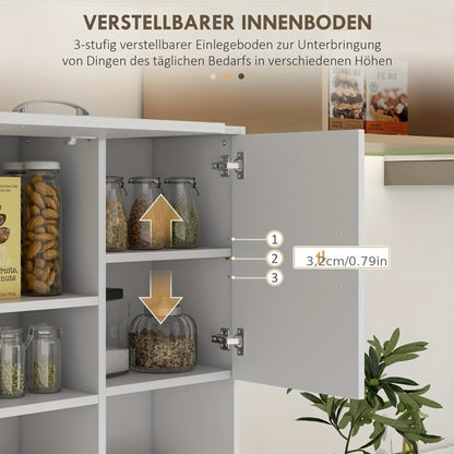 Keukenkastje – Dressoir – Opbergkast – Ladekast – Keukenkast – Wit – 89x39,5x168 cm – 3 Lades & 3 Open Schappen