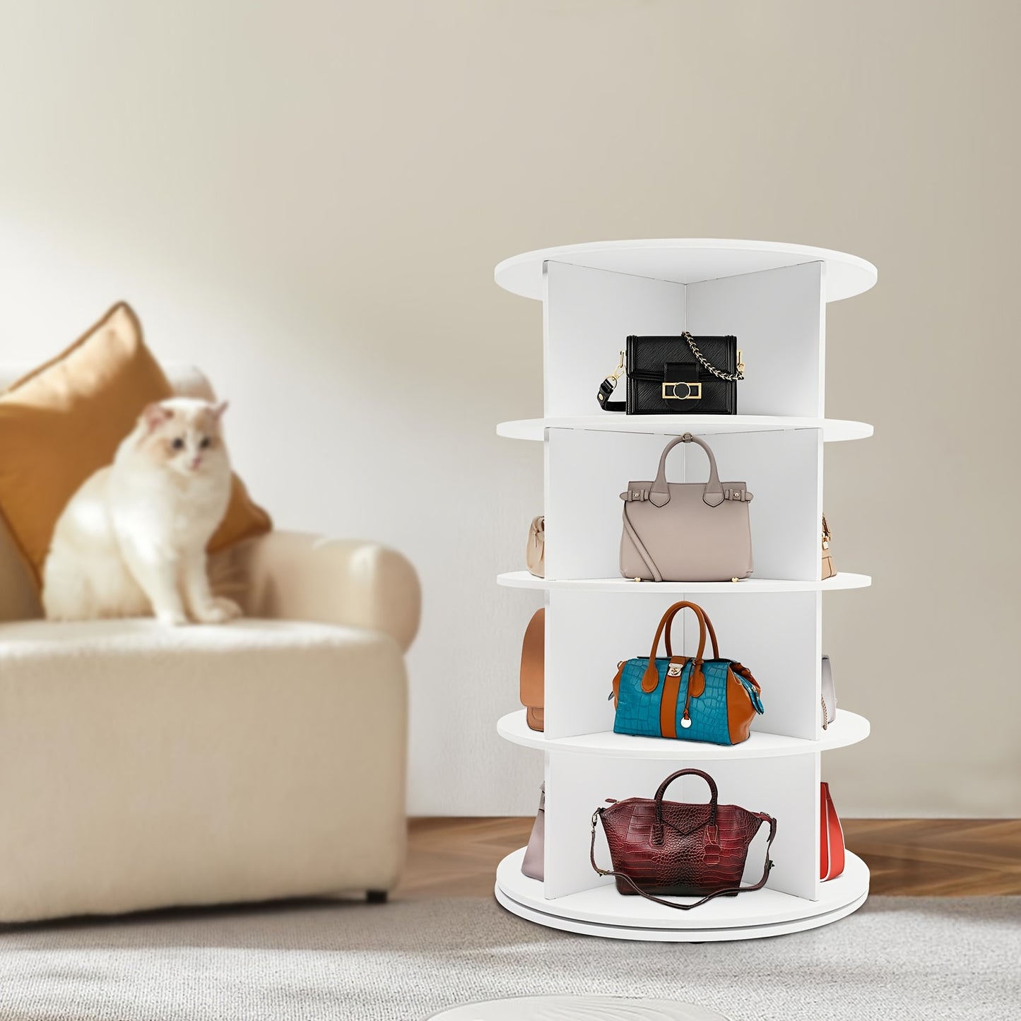 Draaibare Schoenenrek – Schoenenorganizer – Schoenenkast – Schoenentoren – Schoenenstandaard – 4-Lagen – 360° Rotatie – Wit – Vrijstaand – Compact – Duurzaam PVC