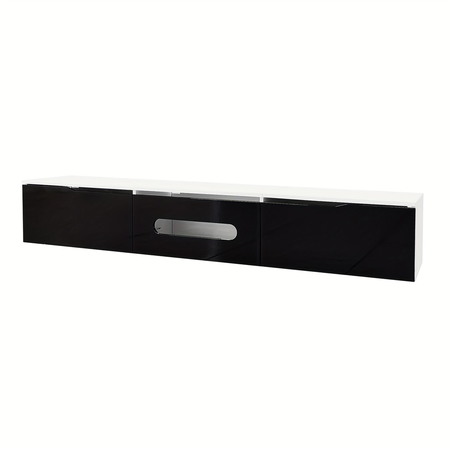 Tv Meubel – Tv Kast – Tv Meubel Set – Media Meubel – Tv Dressoir – Zwart-Wit – 180 cm Lang – Hoogglans Afwerking – Wandmontage Mogelijk