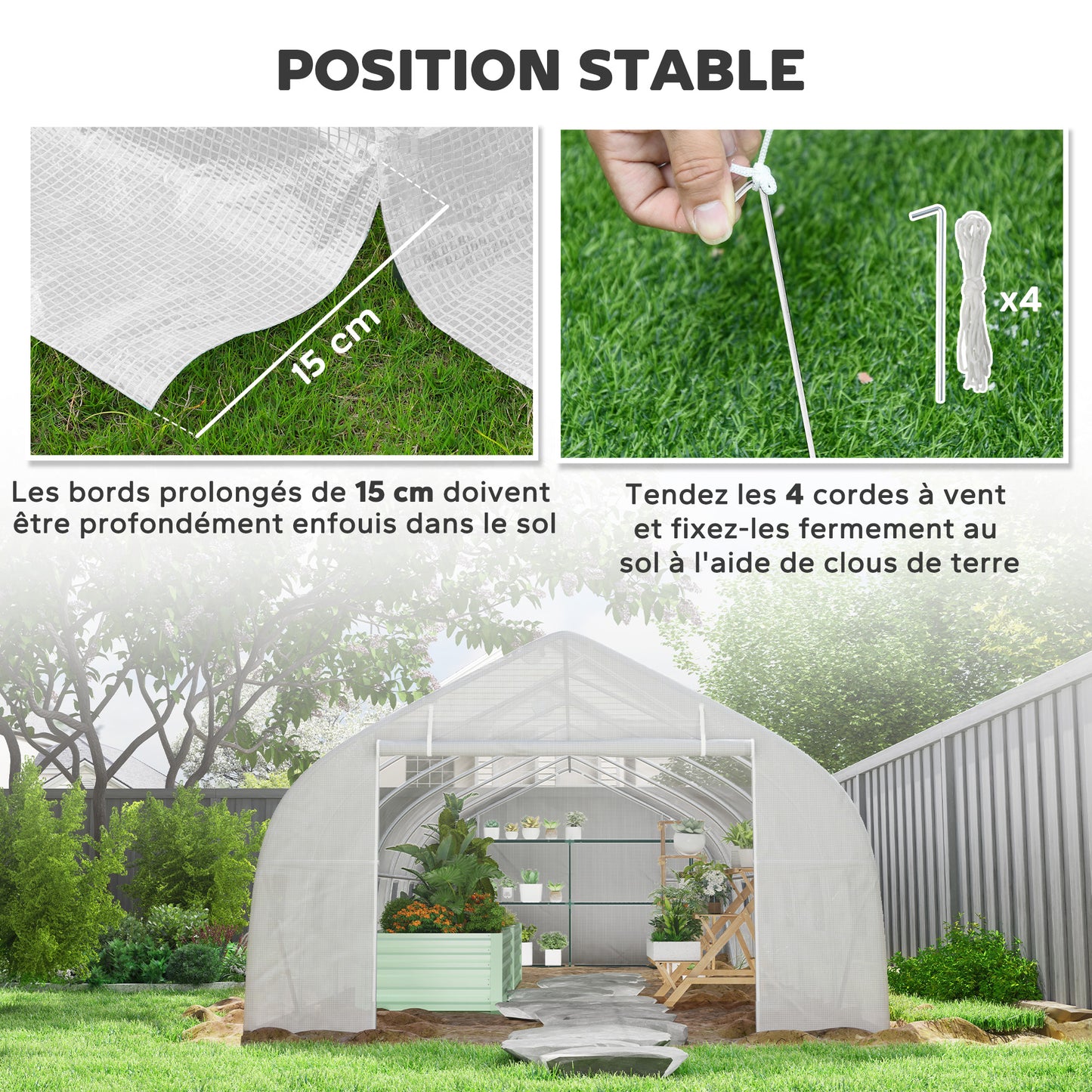 Kweekkas – Serre – Foliekas – Tuinkas – Moestuinkas – Grote Afmeting 24 m² – Stevig Gegalvaniseerd Stalen Frame