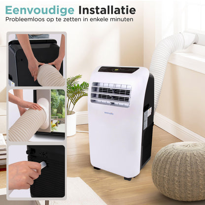 Mobiele Airconditioner – Draagbare Airco – Verplaatsbare Koeler – Mobiele Ventilator – 3-in-1 Klimaatbeheersing – 9.000 BTU Koeling – Ingebouwde Ontvochtiger met Afstandsbediening