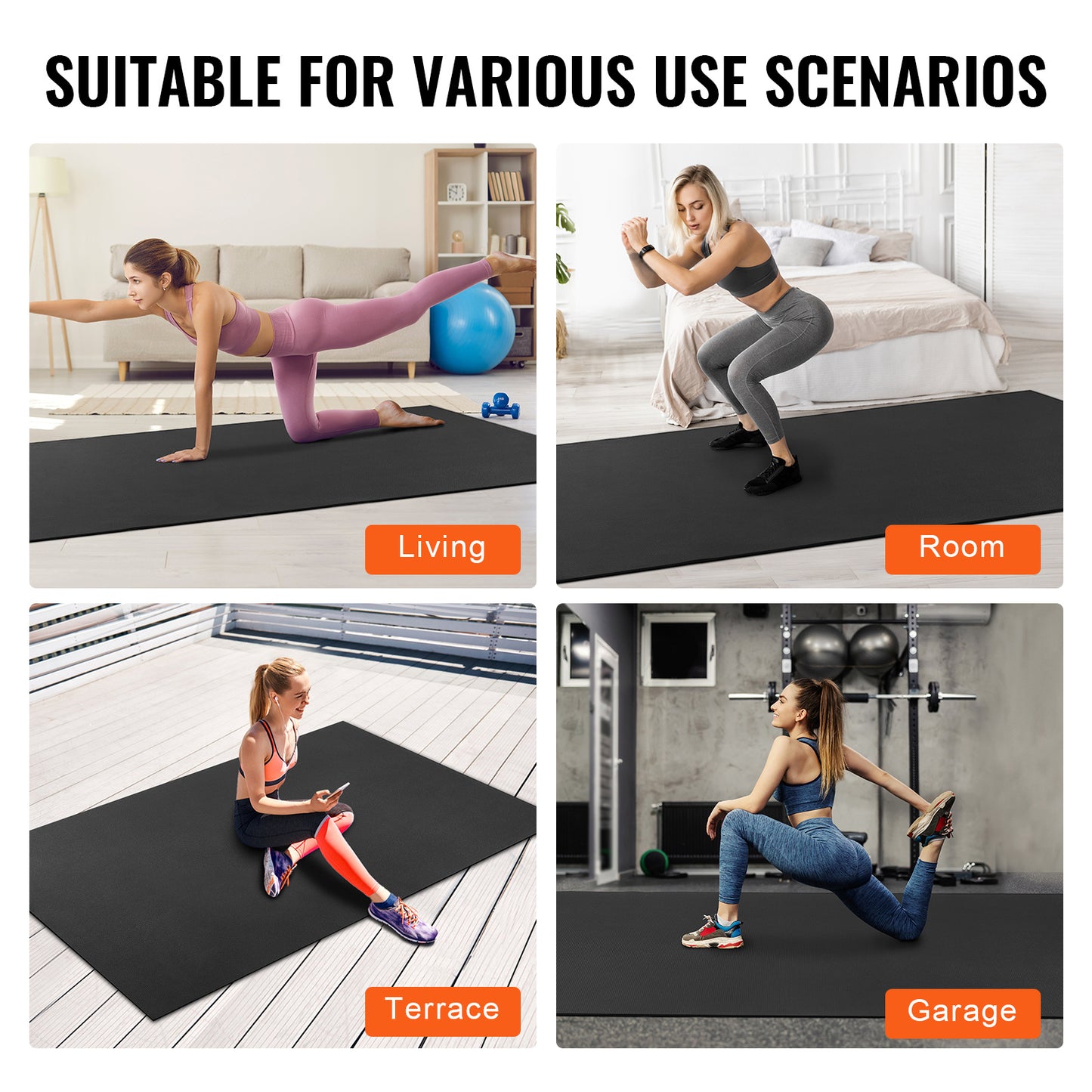 Yogamat – Fitnessmat – Sportmat – Pilatesmat – Trainingsmat – Extra Groot 274x183 cm – Anti Slip PVC 7 mm Dik