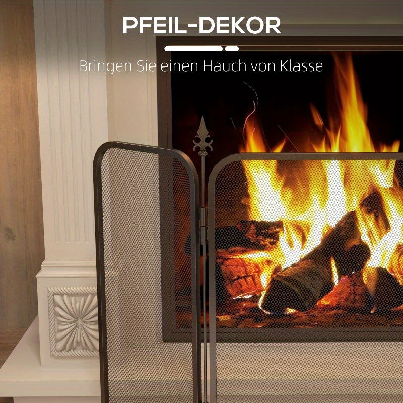Haardscherm – Openhaard scherm – Vuurhaard beveiliging – Houtkachel afscherming – Glasvuurhaard scherm – Vouwbaar 96x56 cm – Hittebestendige glasdeuren & Mesh Achterpaneel