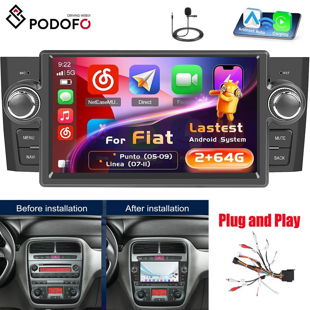 Android 15 Autoradio – Car Audio Systeem – Multimedia Speler – Navigatie Unit – Touchscreen Radio – 7-inch HD Scherm – Wireless CarPlay & Android Auto