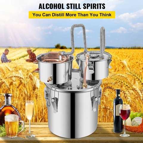 Alcohol distillateur - Distilleerketel voor Alcohol - 30L - Destilleerapparaat Etherische Olie - Maak zelf Bier, Wijn of Sterke Drank - Fermentatie set - Zilver