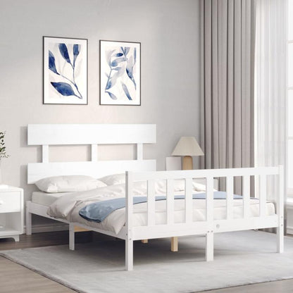 White Wooden Bed Frame 120x200cm - Contemporary Minimalist Design with Headboard, Easy Assembly, Durable & Removable, Perfect for Modern Bedroom Decor, Bedroom Furniture, Sleek Headboard, Sturdy Construction