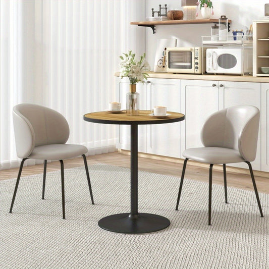 Ronde Eettafel – Eettafel Rond – Keukentafel – Bistrotafel – Houten Tafel – Compact 70x76 cm – Massief Eikenhout – Compleet Gemonteerd