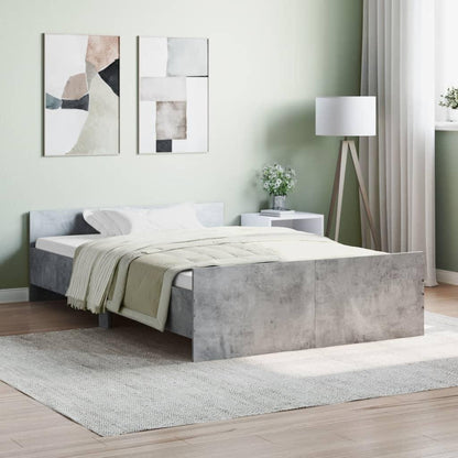 Bed Frame without Mattress Concrete Grey 120x190 cm Small Double with Slat Support Platform Bed Frame Suitable for Mattress Size 120 x 190 cm for Bedroom