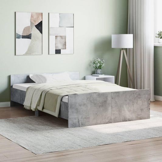 Bed Frame without Mattress Concrete Grey 120x190 cm Small Double with Slat Support Platform Bed Frame Suitable for Mattress Size 120 x 190 cm for Bedroom