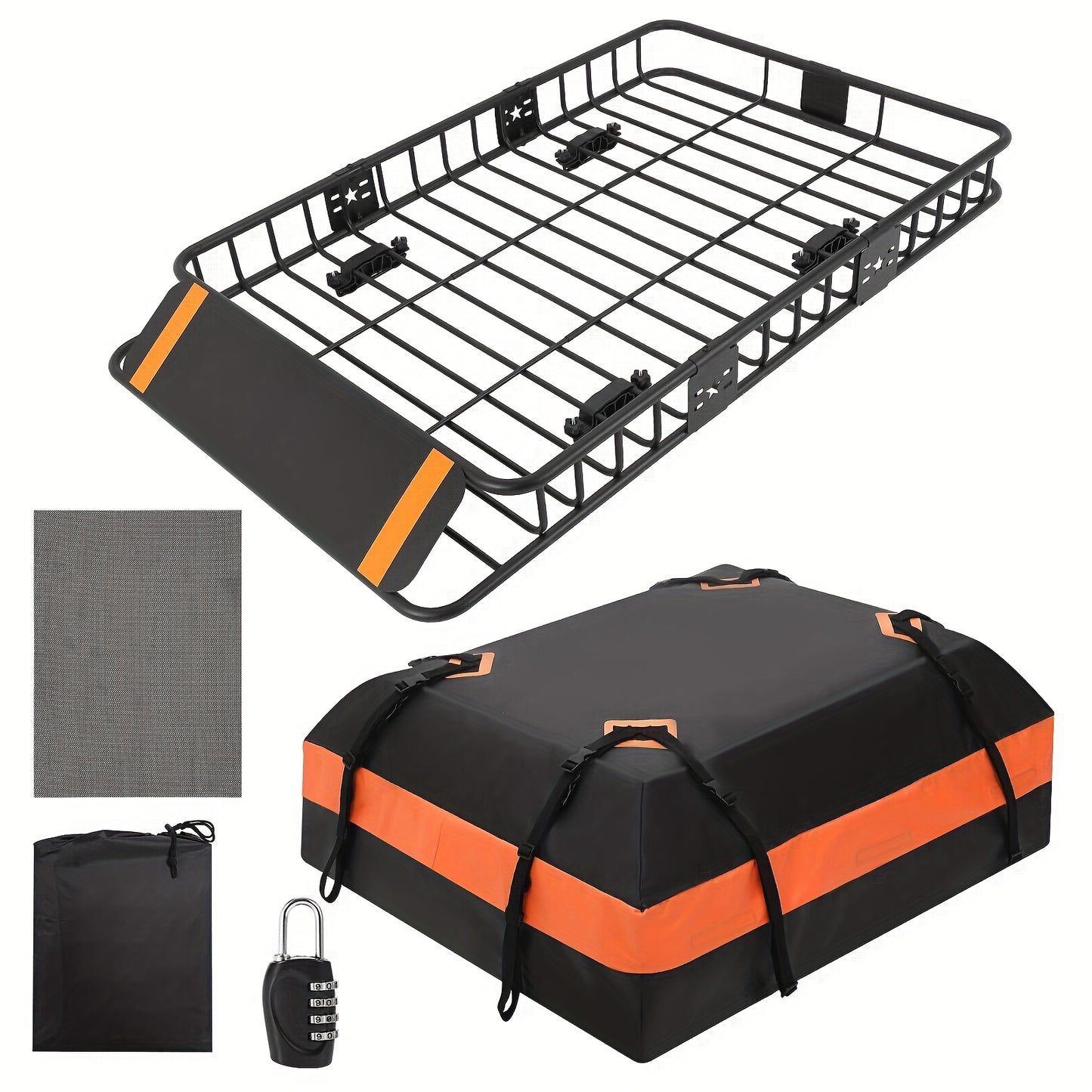 Dakkofferrek – Dakkofferdrager – Dakdrager – Bagagerek – Autodrager – Verstelbaar 162,56 cm – Robuust Stalen Frame – Weerbestendig Met Slot
