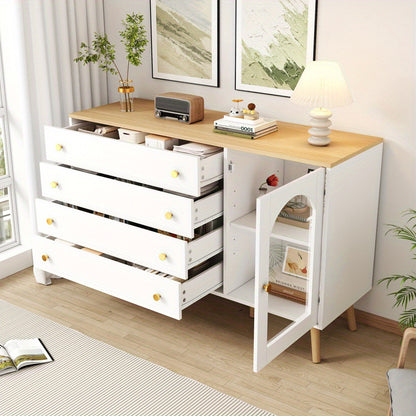 Wit Dressoir – Sideboard – Ladekast – Opbergkast – Buffetkast – 4 Ruime Lades – Modern Design – 120x40x77,5 cm