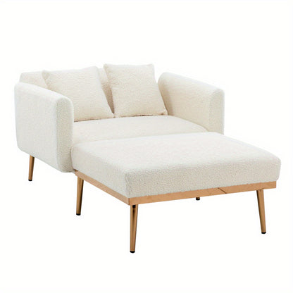 Fauteuil – Verstelbare Fauteuil – Relaxfauteuil – Inklapbare Stoel – Slaapstoel – Wit Teddy Bekleding – Draagkracht 220 kg – 3-standen Rugleuning