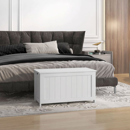 Opbergkist – Speelgoedkist – Opbergbak – Dekenkist – Opbergmeubel – Wit – Met Handgrepen – Flip-Top Deksel – 81 x 40 x 46 cm – Kunststof