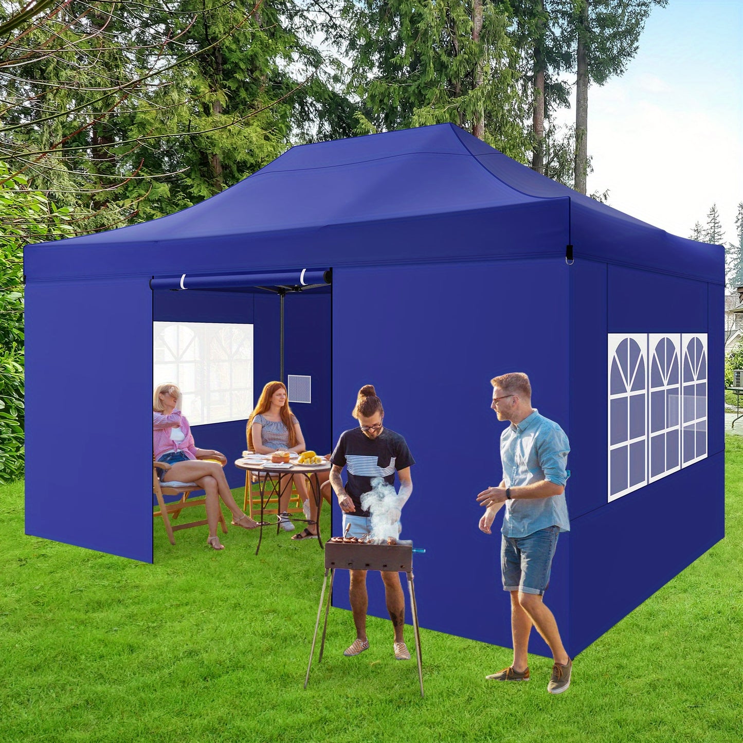 Partytent – Tent – Overkapping – Luifel – Zonnescherm – 3x4,5 Meter – 4 Zijwanden – 3 Verstelbare Hoogtes – Stevig Lichtgewicht Frame – Water- en UV-bestendig Polyester