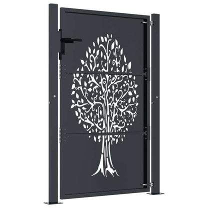 Metalen Tuinpoort – Tuinhek – Tuinpoortje – Tuindeur – Hekwerk – Antraciet – 105x155 cm – Duurzaam Staal – Boompatroon Design