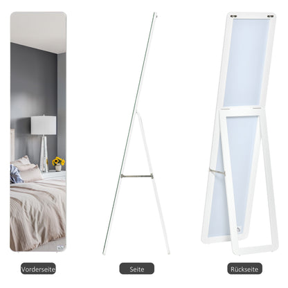 Full-Body Spiegel – Garderobespiegel – Staande Spiegel – Opvouwbare Spiegel – Muurspiegel – Wit – Stevig Dennenhouten Frame – 160 cm Hoog