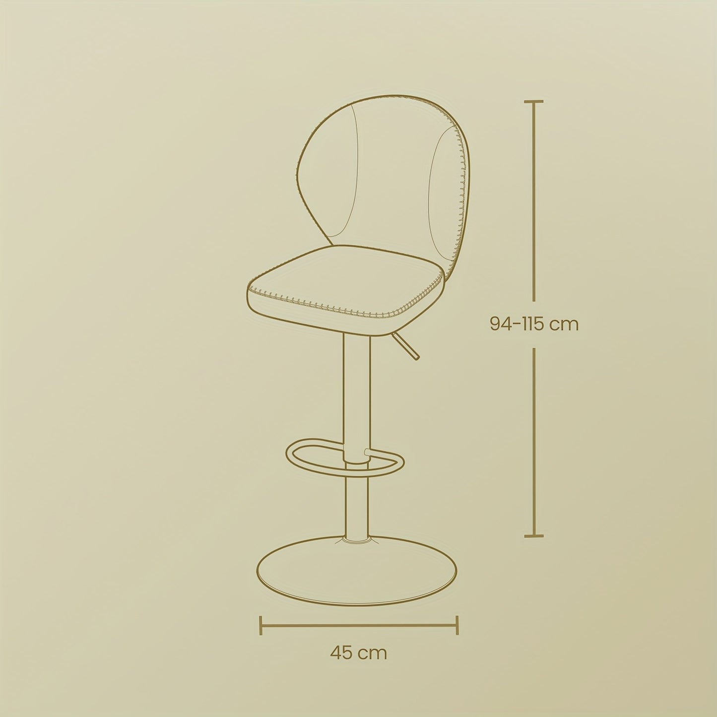 Barkrukken – Barstoelen – Keukenkrukken – Barkruk Set – Draaibare Barkrukken – Bruin – 360° Draaibaar – Verstelbare Zithoogte met Rugleuning
