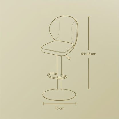 Barkrukken – Barstoelen – Keukenkrukken – Barkruk Set – Draaibare Barkrukken – Bruin – 360° Draaibaar – Verstelbare Zithoogte met Rugleuning
