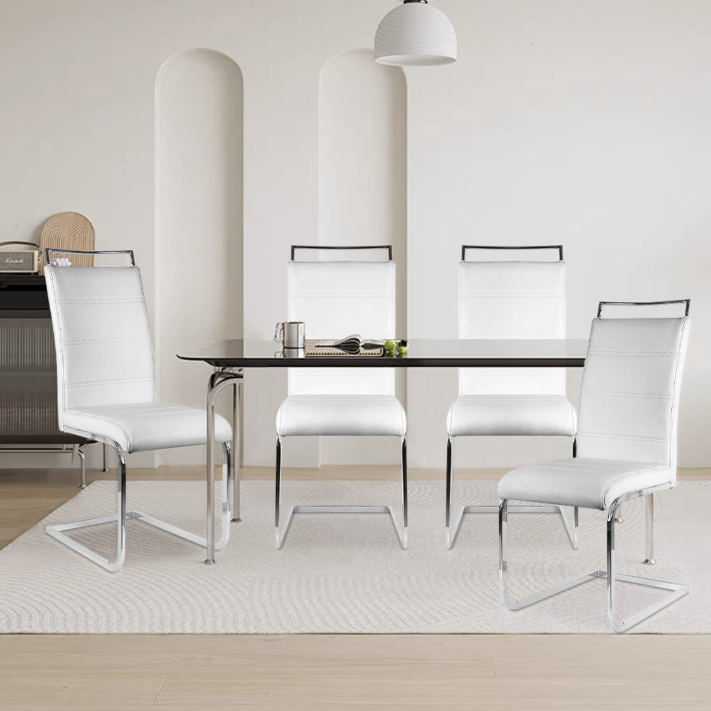 Eetkamerstoel – Stoel – Kuipstoel – Eettafelstoel – Zithoekstoel – Ergonomisch Ontwerp – Duurzaam Kunststof – Set Van 2 – Wit – Vierpanelen Rugleuning