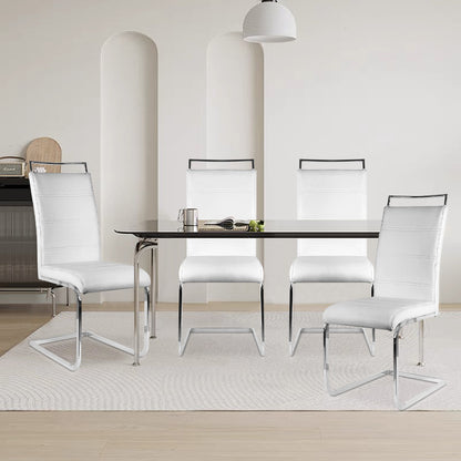 Eetkamerstoel – Stoel – Kuipstoel – Eettafelstoel – Zithoekstoel – Ergonomisch Ontwerp – Duurzaam Kunststof – Set Van 2 – Wit – Vierpanelen Rugleuning