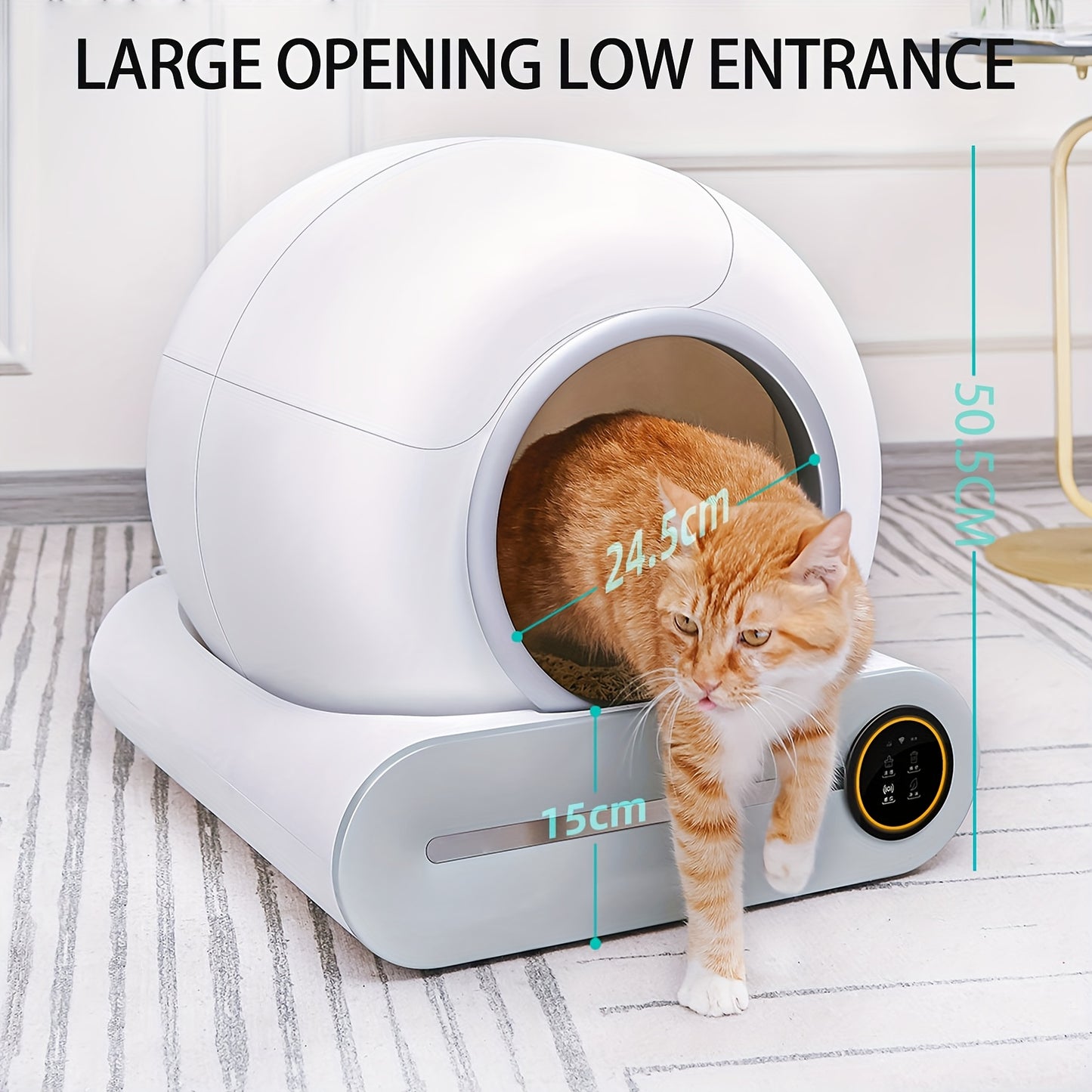 Zelfreinigende Kattenbak – Automatische Kattenbak – Zelfreinigend Kattenbak Toilet – Elektrische Kattenbak – XXL Kattenbak – Gesloten Design – Inclusief Zeef en Trappetjes – Anti Knelschade Mechanisme