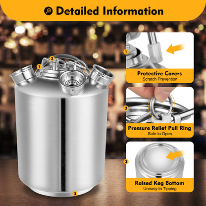 Bierfust Reinigingsvat – Fust – Keg – Bieraansluiting – Fustkoppeling – Roestvrijstaal 304 – 10 Liter Capaciteit