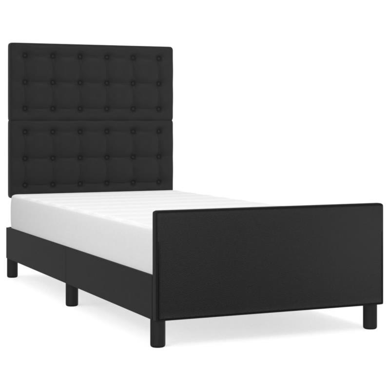 Bed Frame – Bed Frame Met Hoofdeinde – Eenpersoonsbed – Stalen Bedframe – Slaapbank Frame – Zwart – Stevig Ontwerp – 90x200 Cm Groot