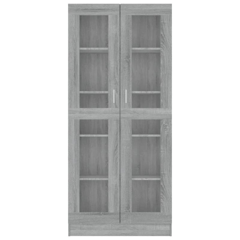 Vitrinekast – Vitrine – Glazen Kast – Opbergkast – Boekenkast – Modern Grijs – Smal Hoog – Houtconstructie – Ruimtebesparend Verticaal Design