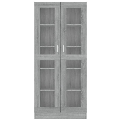 Vitrinekast – Vitrine – Glazen Kast – Opbergkast – Boekenkast – Modern Grijs – Smal Hoog – Houtconstructie – Ruimtebesparend Verticaal Design