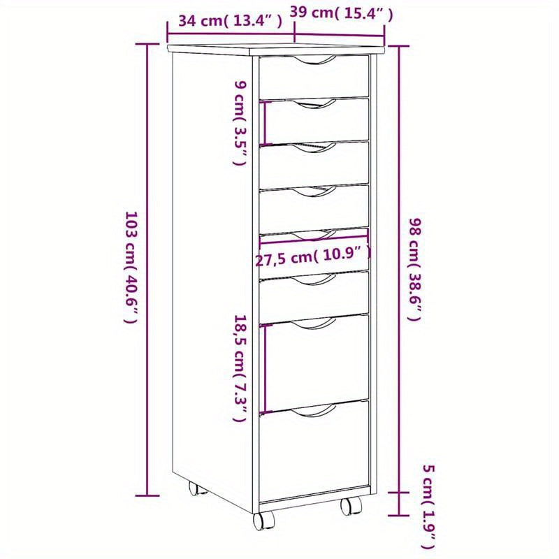 MOSS Solid Pine Wood Mobile Drawer Cabinet Suitable for Office, Bedroom, or Study - Mobile with Drawers, Wood, Space-Saving