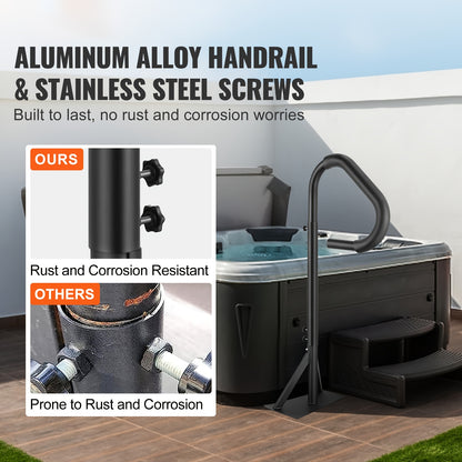 Hot Tub Handgreep – Spa Handrail – Veiligheidsleuning – In- en Uitstapbeugel – Spa Beugel – Verstelbaar 122-160 cm – Roestvrij Aluminium – 360° Draaibaar & Draagkracht 272 kg