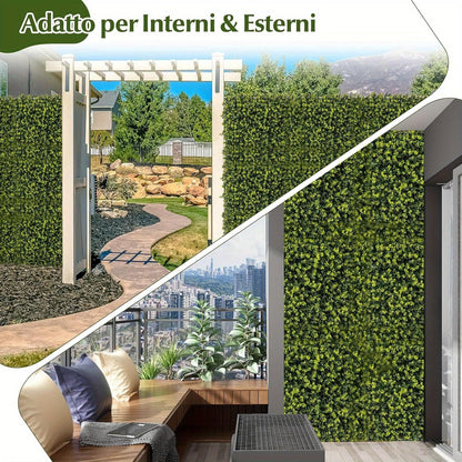 12pcs UV-Protected Artificial Boxwood Wall Panels, 50x50cm - Lush Green Faux Hedge for Privacy & Decor, Cut-to-Size, Waterproof & Maintenance-Free, Includes Cable Tie Pack & User Manual, Indoor Greenery Decor | Lush Green Wal