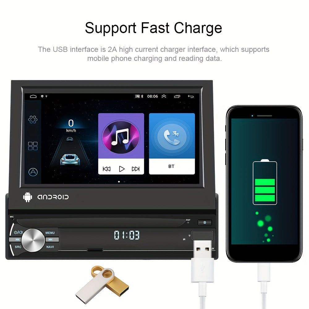 Autoradio – Android Car Stereo – Multimedia Systeem – GPS Navigatie – Single Din – 7-Inch Capacitive Touchscreen – Wireless WiFi & Bluetooth Connectivity
