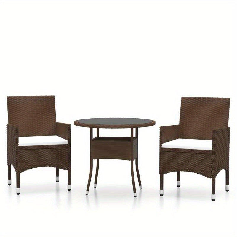 Tuinset 3-delig – Tuinmeubelset – Bistroset – Loungeset – Balkonset – Poly Rattan – Weerbestendig – Compact & Lichtgewicht – Bruin