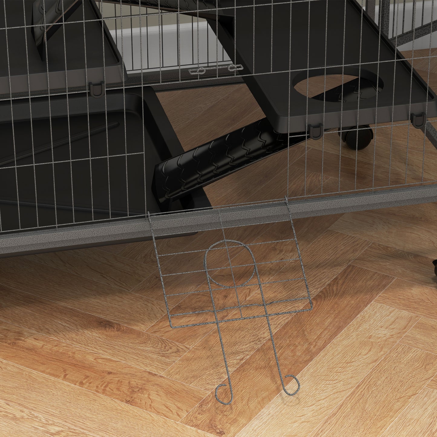 Multifunctional Rodent Cage by Pawhut with 4 Platforms, 3 Ramps, 4 Doors, Size 80L x 52W x 128H cm, Steel, Silver Gray, Black