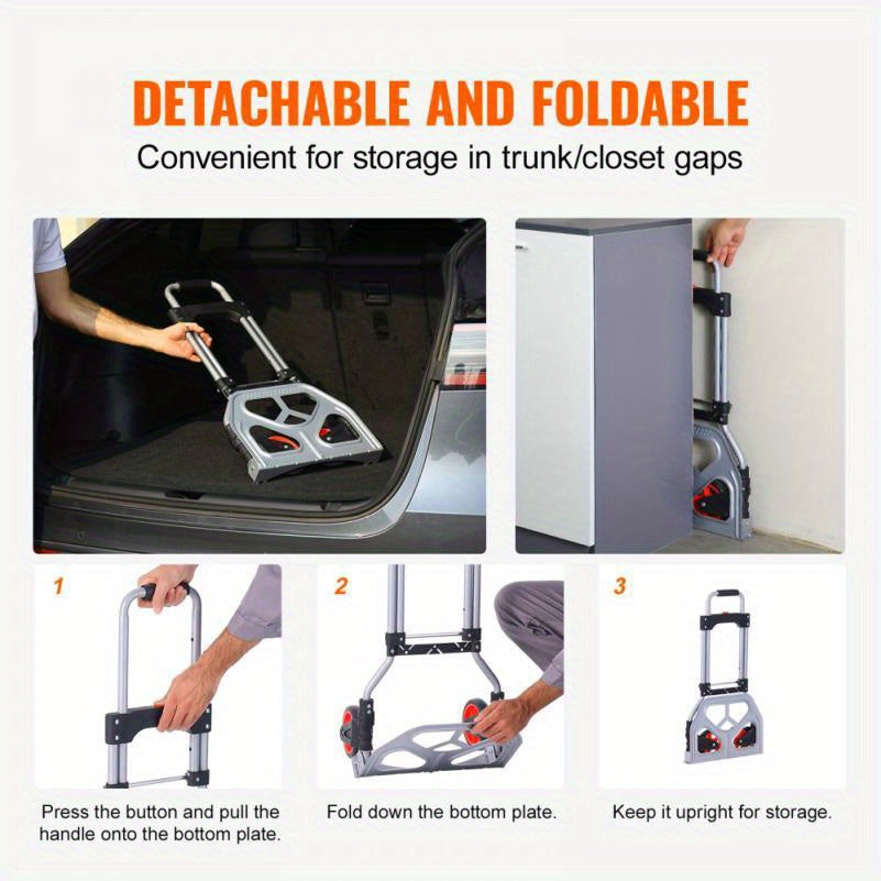 Handkar – Steekwagen – Transportwagen – Trolley – Bolderkar – Ultralicht Aluminium – Inklapbaar Met Telescopisch Handvat – Draagvermogen 79,8 Kg