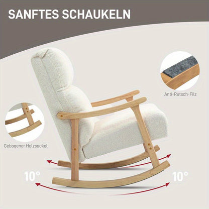 Schommelstoel – Schommelzetel – Schommelstoel Binnen – Buitenstoel – Relaxstoel – Ergonomisch Design – Massief Hout & Kussen